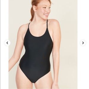 Old Navy Black One-Piece with Strappy Back